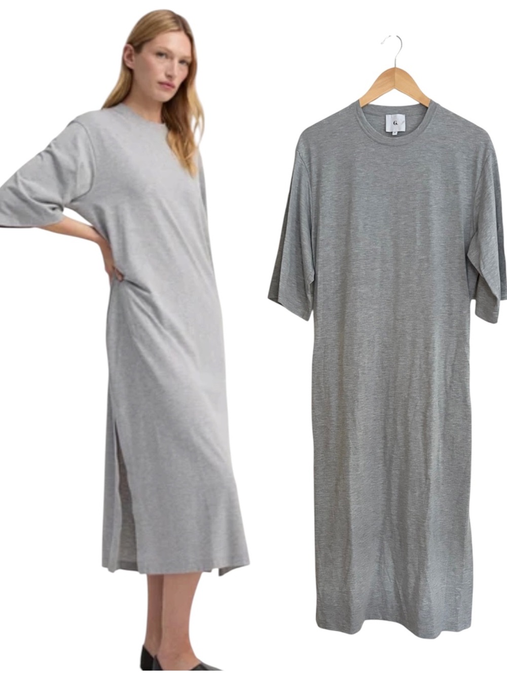 GWYN Goop G. Label Gray Lane Midi T-Shirt Dress Extra Small XS - Picture 1 of 4